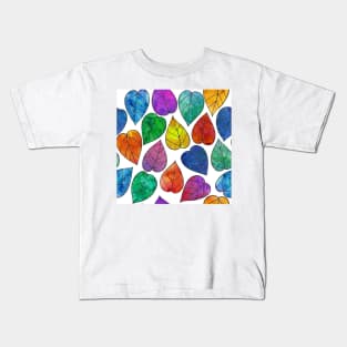 Vibrant summer leaves watercolor print Kids T-Shirt